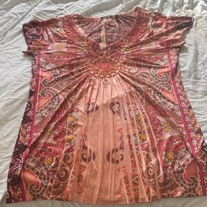 Apt. 9 Pink and Orange Paisley Blouse